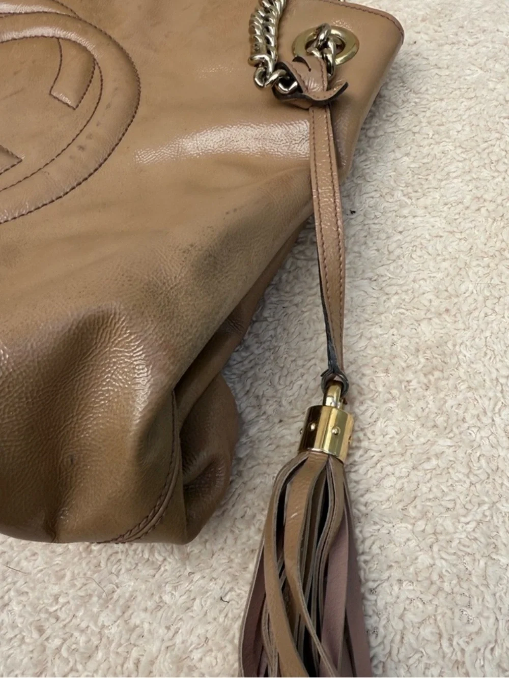Gucci soho disco Brown Leather Shoulder Bag with Chain Detail